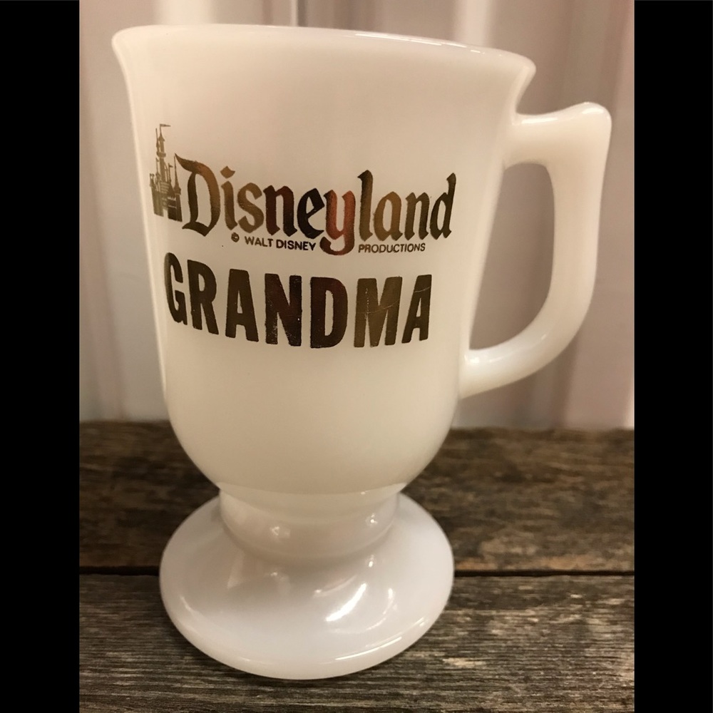 Vintage Milk Glass Disneyland Grandma Mug
